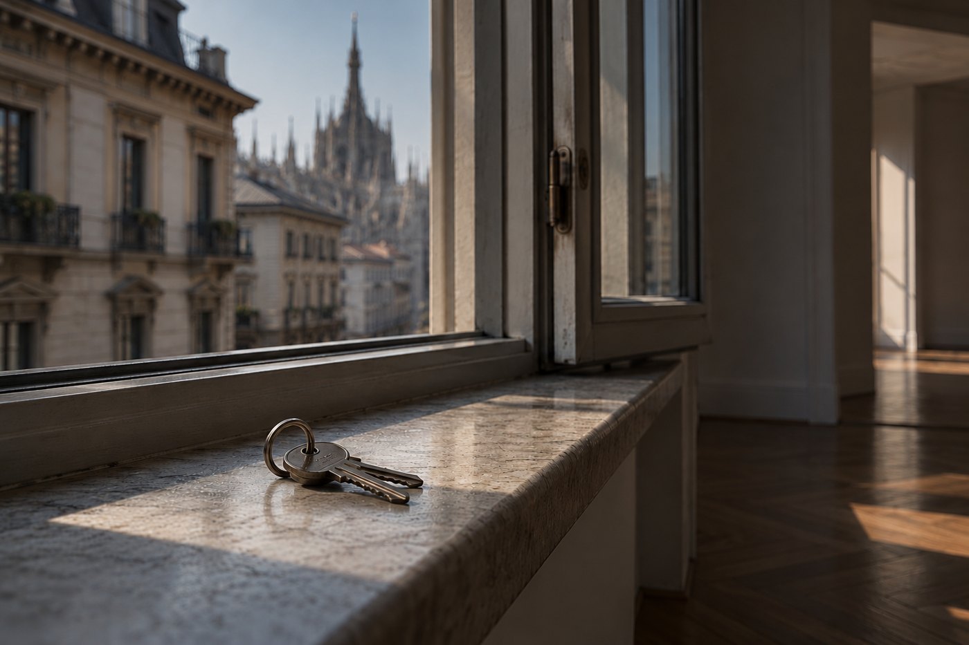 Chiavi di casa su un davanzale